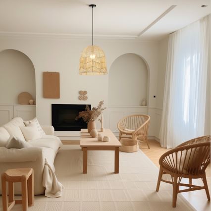 Hängeleuchte PELO 1xE27/40W/230V d 40 cm Rattan