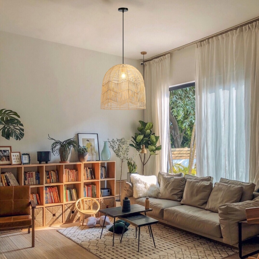 Hängeleuchte PELO 1xE27/40W/230V d 50 cm Rattan