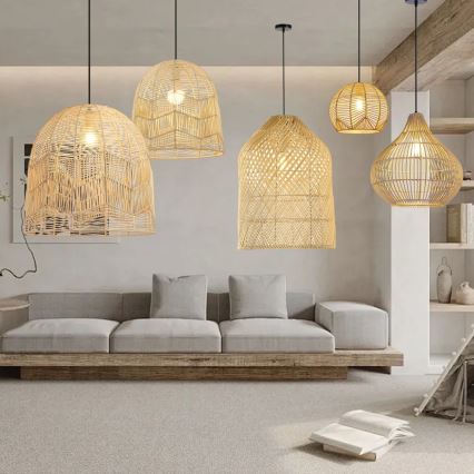 Hängeleuchte PELO 1xE27/40W/230V d 50 cm Rattan
