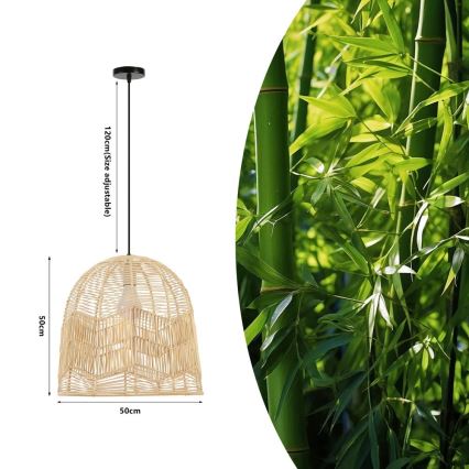 Hängeleuchte PELO 1xE27/40W/230V d 50 cm Rattan
