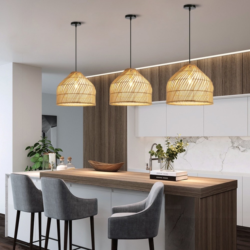 Hängeleuchte PELO 1xE27/40W/230V d 40 cm Rattan