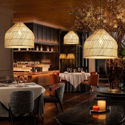 Hängeleuchte PELO 1xE27/40W/230V d 40 cm Rattan