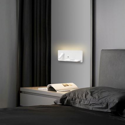 Immax 08285L - LED-Wand-Spotleuchte mit Ablage, USB-Anschluss und kabelloser Aufladung Be PREPARE LED/3W/230V + LED/3W weiß