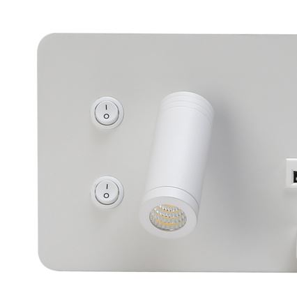 Immax 08285L - LED-Wand-Spotleuchte mit Ablage, USB-Anschluss und kabelloser Aufladung Be PREPARE LED/3W/230V + LED/3W weiß