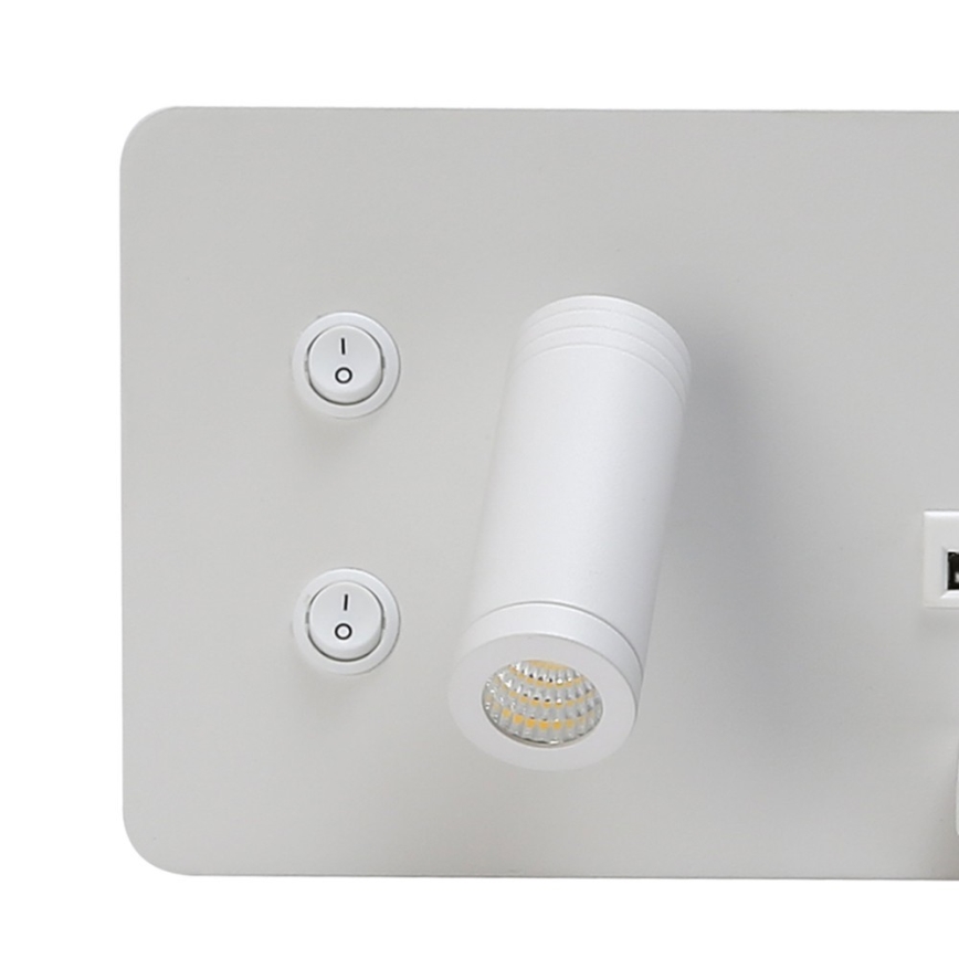 Immax 08285L - LED-Wand-Spotleuchte mit Ablage, USB-Anschluss und kabelloser Aufladung Be PREPARE LED/3W/230V + LED/3W weiß