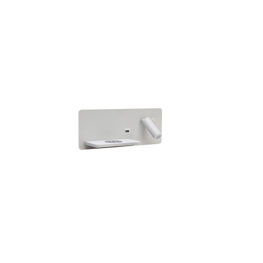 Immax 08286L - LED-Wandstrahler mit Ablage, USB-Anschluss und kabelloser Aufladung Be PREPARE LED/3W/230V + LED/3W weiß