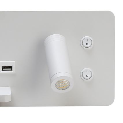 Immax 08286L - LED Wandleuchte mit Regal, USB-Anschluss und kabelloser Ladefunktion Be PREPARE LED/3W/230V + LED/3W weiß