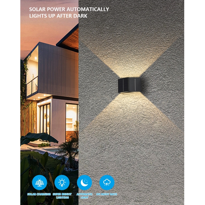 LED Solar-Wandleuchte mit Sensor LED/2W/5V IP54 1300 mAh