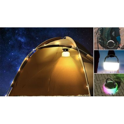 Tragbare aufladbare LED-RGB-Solarlampe mit LED-Kette LED/10W/5V 3600 mAh IP65