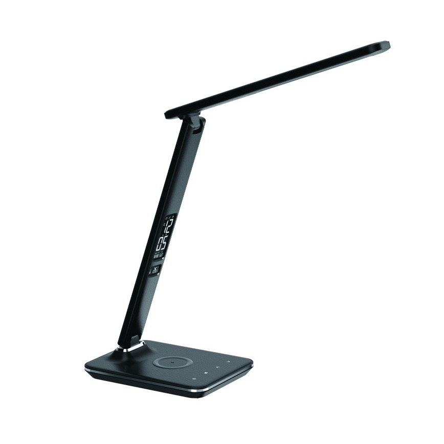 Dimmbare LED-Tischlampe mit kabelloser QI- und USB-Ladung KINGFISHER LED/8,5W/230V schwarz