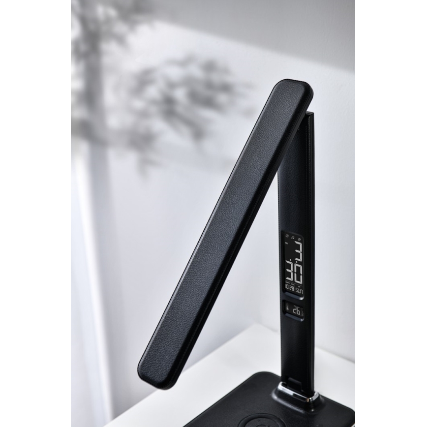 Dimmbare LED-Tischlampe mit kabelloser QI- und USB-Ladung KINGFISHER LED/8,5W/230V schwarz