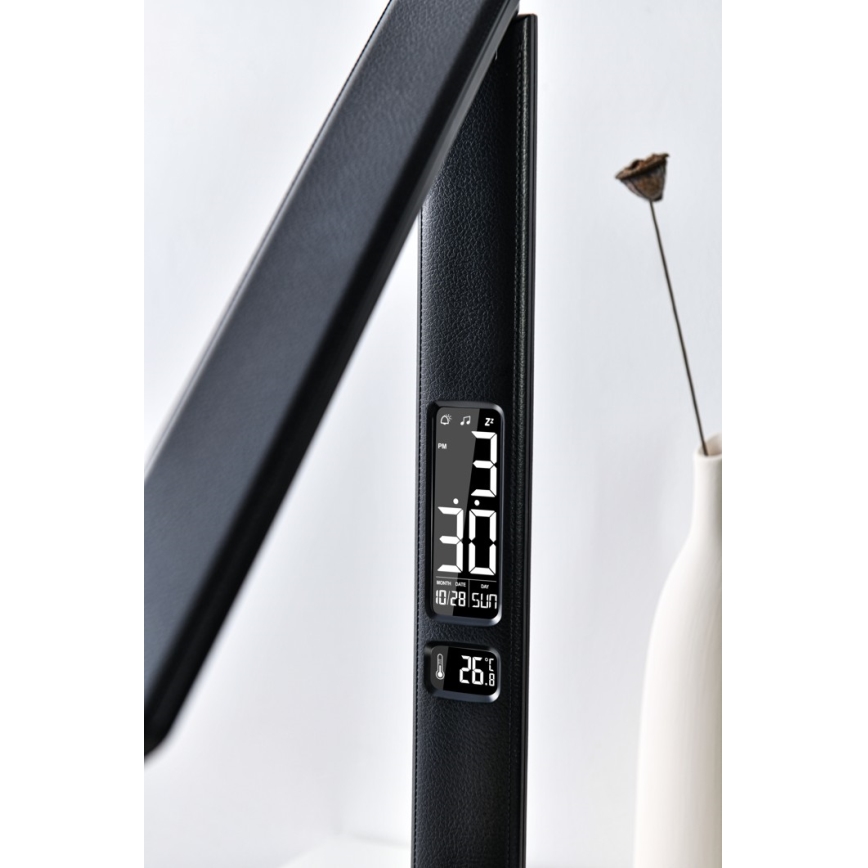 Dimmbare LED-Tischlampe mit kabelloser QI- und USB-Ladung KINGFISHER LED/8,5W/230V schwarz