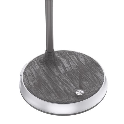 LED dimmbare Tischlampe mit kabelloser Ladefunktion FINCH LED/9W/12/230V grau/glänzender Chrom