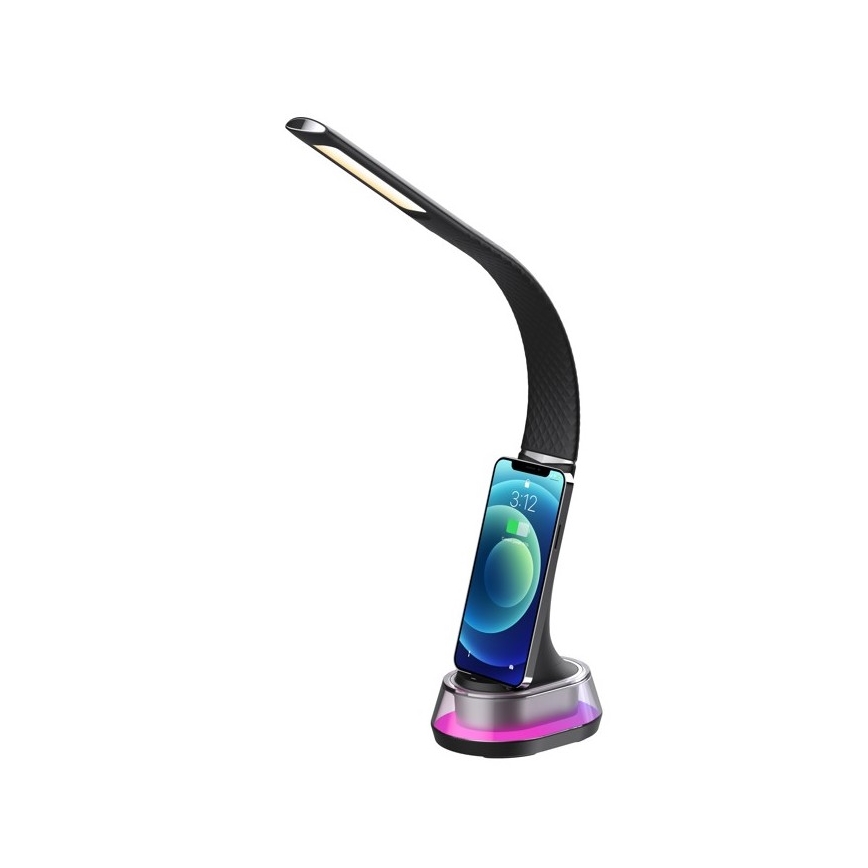 Dimmbare LED-RGB-Tischleuchte mit kabelloser Aufladung	 CORELLA LED/7W/12/230V schwarz