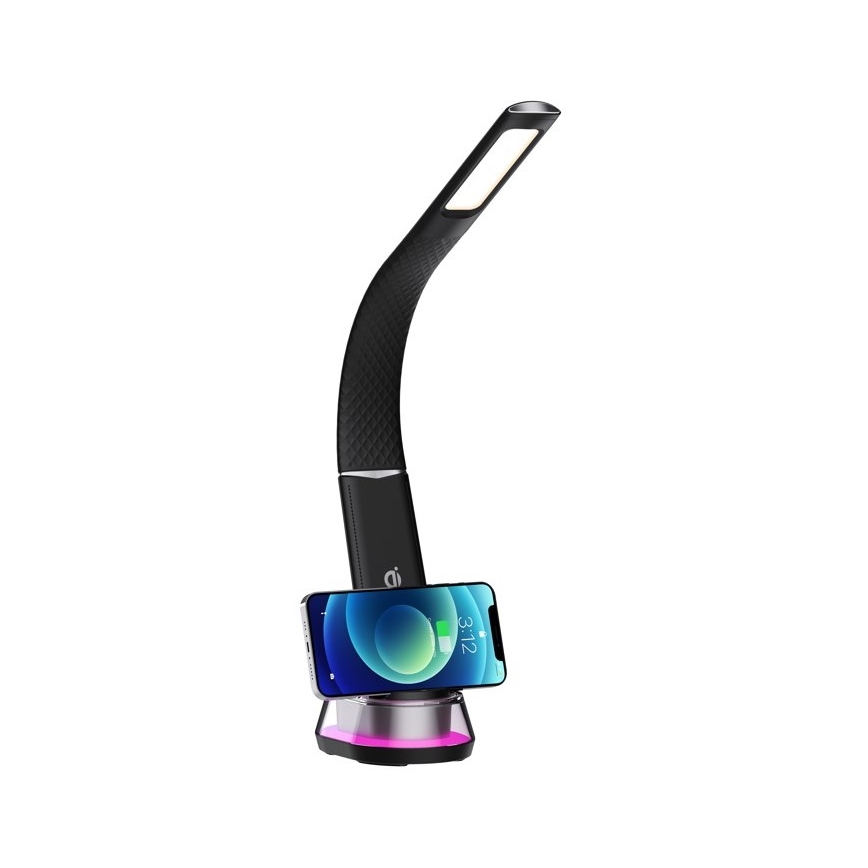 Dimmbare LED-RGB-Tischleuchte mit kabelloser Aufladung	 CORELLA LED/7W/12/230V schwarz