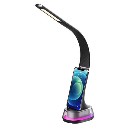 LED RGB dimmbare Tischlampe mit kabelloser Ladefunktion CORELLA LED/7W/12/230V schwarz