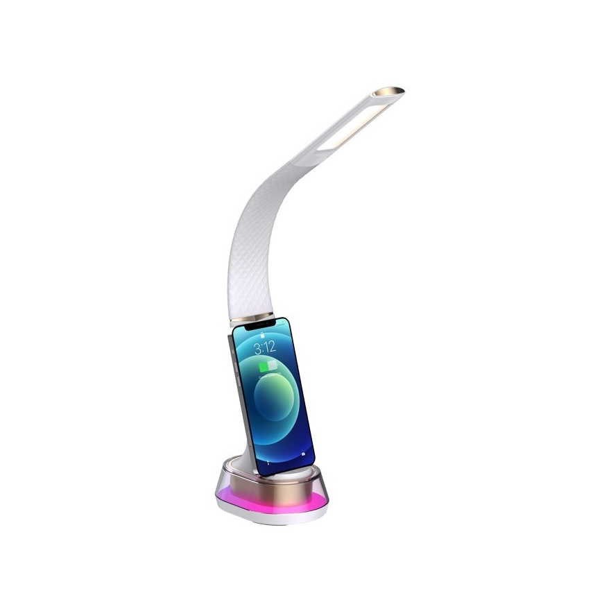 Dimmbare LED-RGB-Tischleuchte mit kabelloser Aufladung CORELLA LED/7W/12/230V weiß