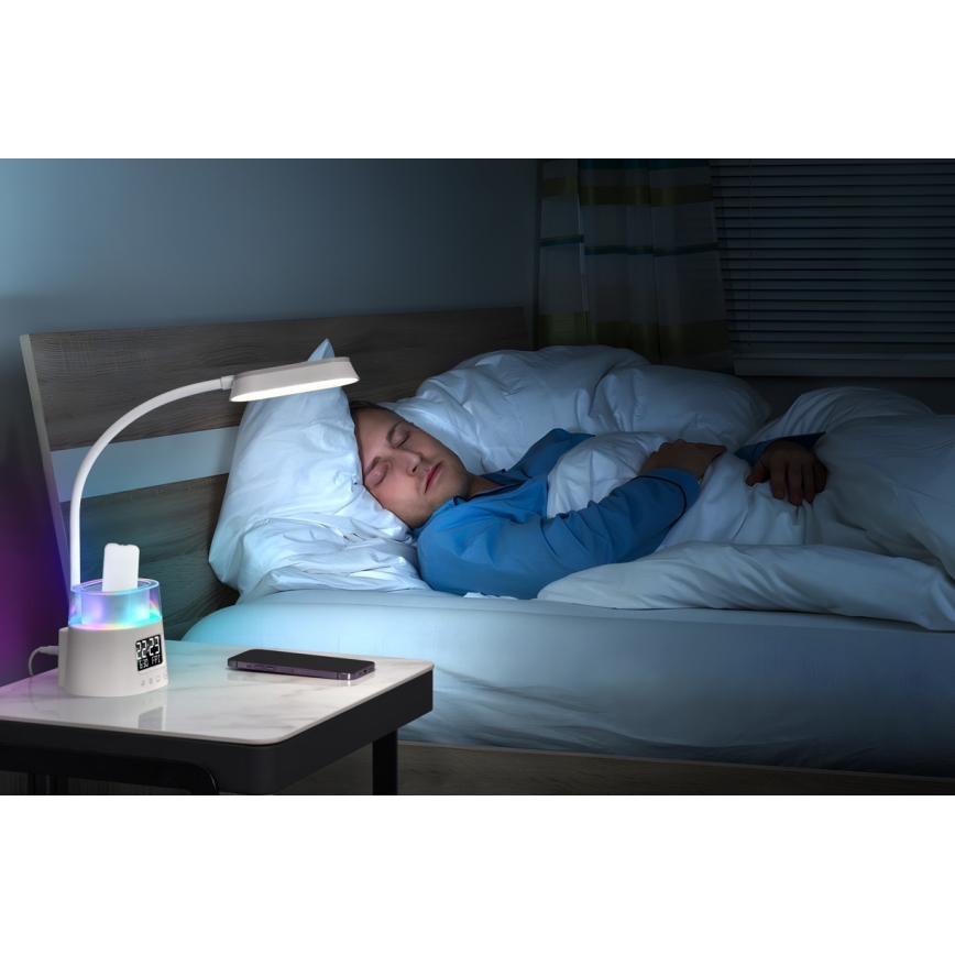 LED RGBW Dimmbare Tischlampe mit Stifthalter FALCON LED/10W/5V