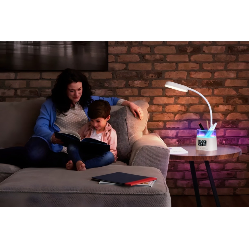 LED RGBW Dimmbare Tischlampe mit Stifthalter FALCON LED/10W/5V