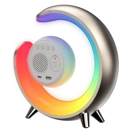 Dimmbare LED-RGBW-Tischleuchte mit Wecker PEACOCK LED/20W/5V USB