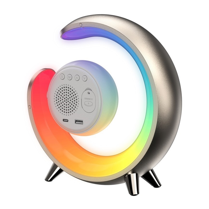 Dimmbare LED-RGBW-Tischleuchte mit Wecker PEACOCK LED/20W/5V USB