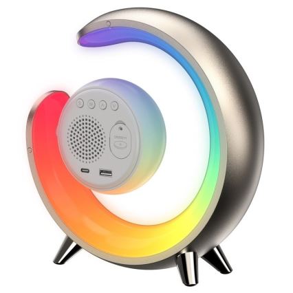 Dimmbare LED-RGBW-Tischleuchte mit Wecker PEACOCK LED/20W/5V USB