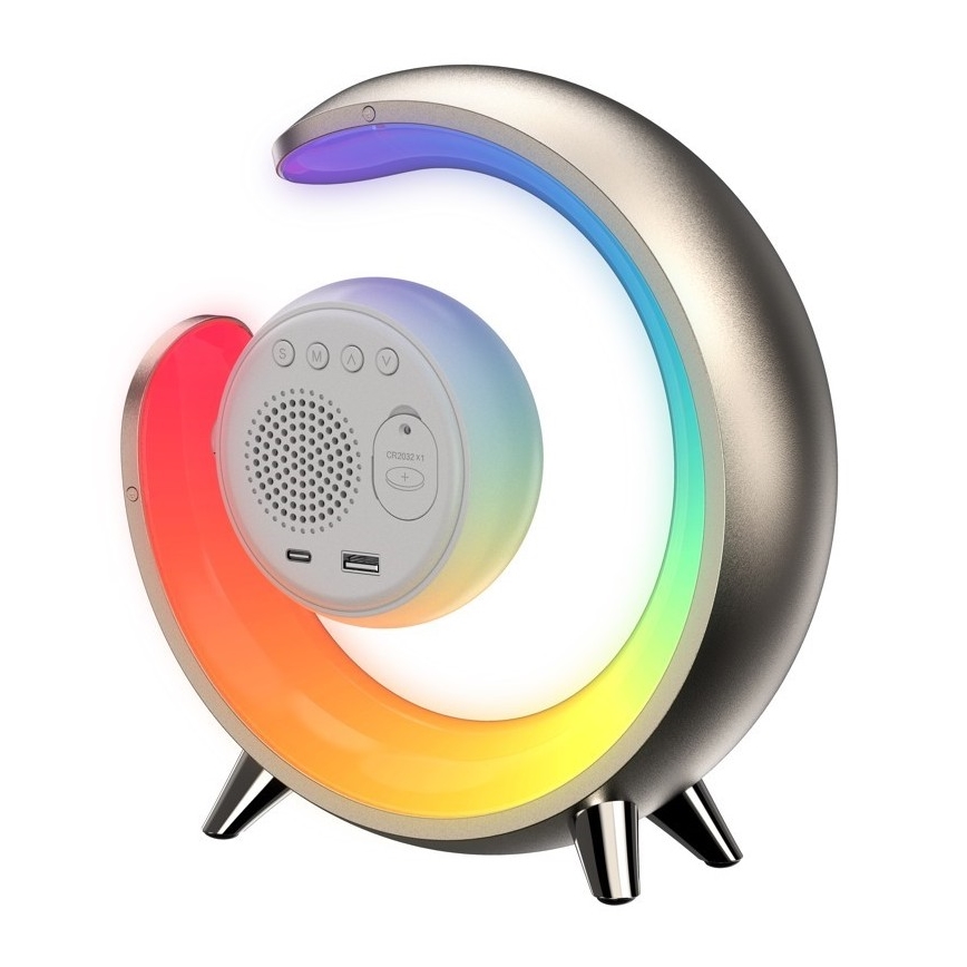 Dimmbare LED-RGBW-Tischleuchte mit Wecker PEACOCK LED/20W/5V USB