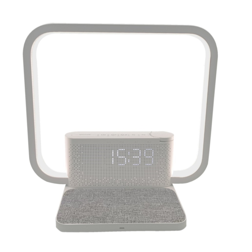 Dimmbare LED-Tischleuchte mit Wecker und Qi-Aufladung LED/18W/230V weiß