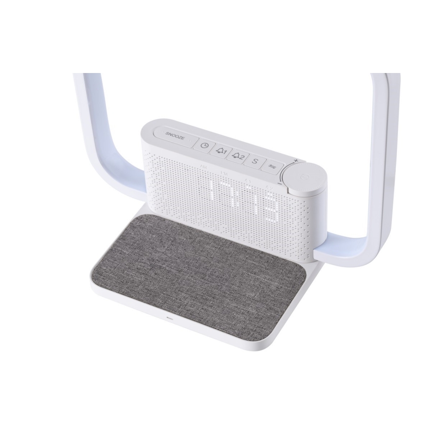Dimmbare LED-Tischleuchte mit Wecker und Qi-Aufladung LED/18W/230V weiß