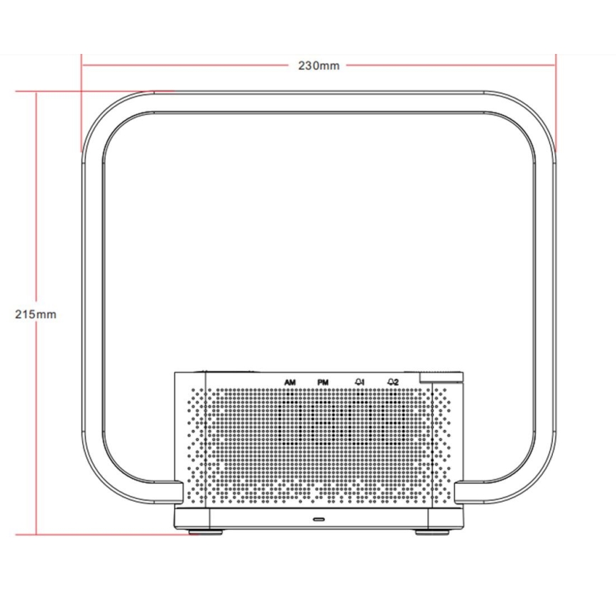 Dimmbare LED-Tischleuchte mit Wecker und Qi-Aufladung LED/18W/230V weiß