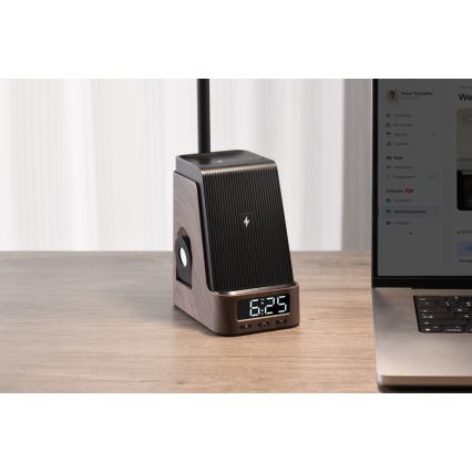 LED+CCT dimmbare Tischlampe mit kabellosem QI-Ladepad IDEAL LED/8W/230V 2700/4000/5000K braun