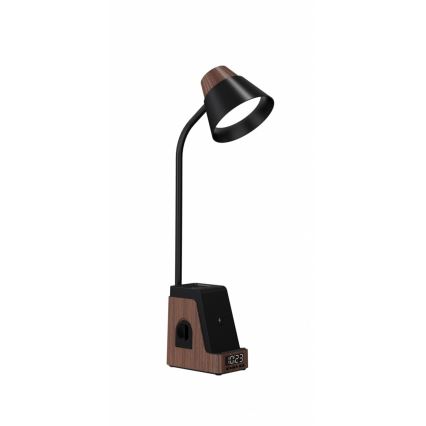 LED+CCT dimmbare Tischlampe mit kabellosem QI-Ladepad IDEAL LED/8W/230V 2700/4000/5000K braun