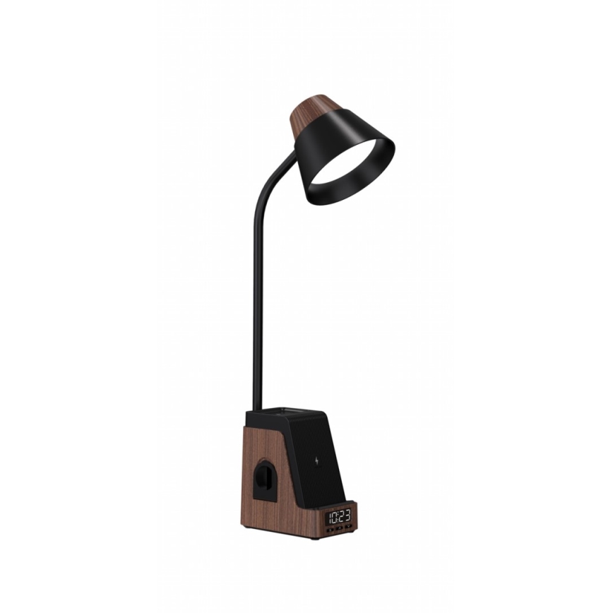 LED+CCT dimmbare Tischlampe mit kabellosem QI-Ladepad IDEAL LED/8W/230V 2700/4000/5000K braun