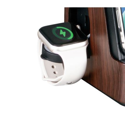 LED+CCT dimmbare Tischlampe mit kabellosem QI-Ladepad IDEAL LED/8W/230V 2700/4000/5000K braun