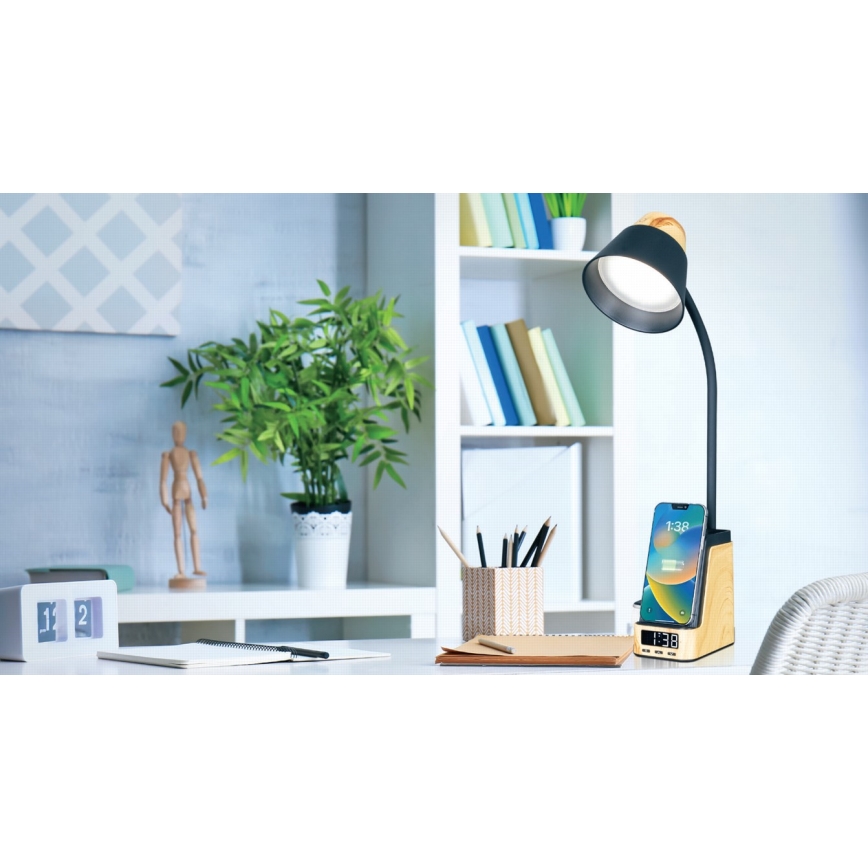 LED+CCT dimmbare Tischleuchte mit kabelloser Qi-Ladefunktion IDEAL LED/8W/230V 2700/4000/5000K beige