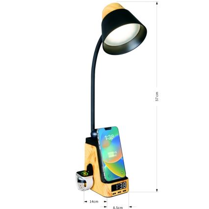 LED+CCT dimmbare Tischleuchte mit kabelloser Qi-Ladefunktion IDEAL LED/8W/230V 2700/4000/5000K beige