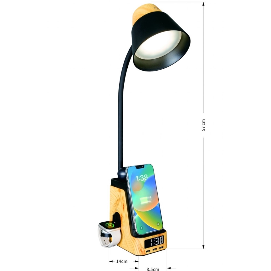 LED+CCT dimmbare Tischleuchte mit kabelloser Qi-Ladefunktion IDEAL LED/8W/230V 2700/4000/5000K beige