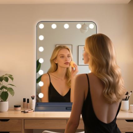 Dimmbarer LED-Make-up-Spiegel HOLLYWOOD LED/18W/230V 3000/4200/6000K grau