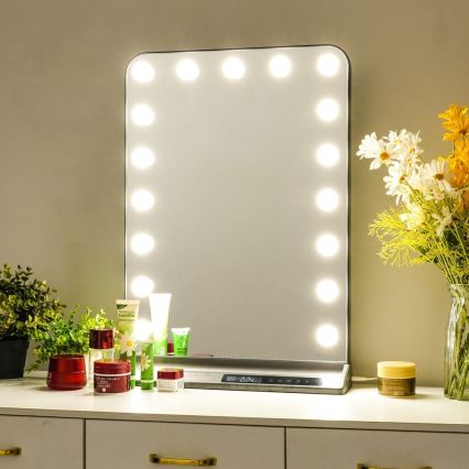 Dimmbarer LED-Make-up-Spiegel HOLLYWOOD LED/18W/230V 3000/4200/6000K grau