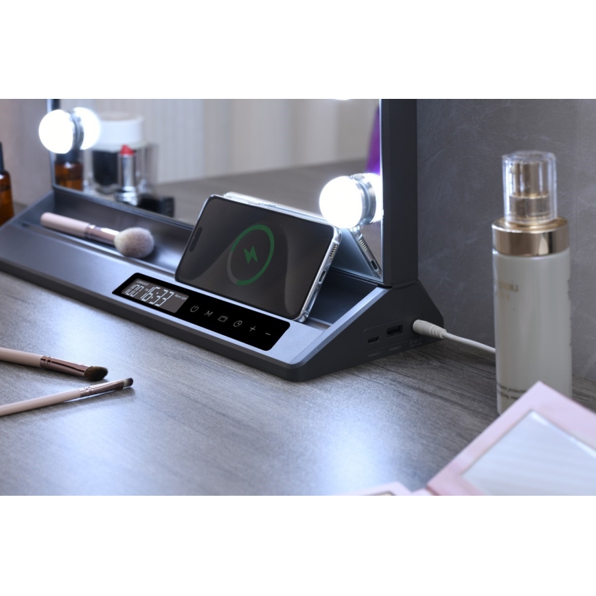 Dimmbarer LED-Make-up-Spiegel HOLLYWOOD LED/18W/230V 3000/4200/6000K grau