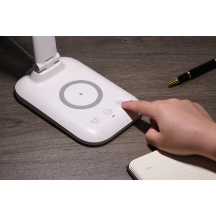 Dimmbare LED-Tischlampe mit kabelloser QI-Ladefunktion und USB-Anschluss LUMI LED/7W/230V weiß