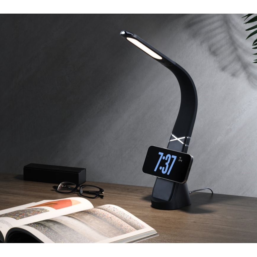 Dimmbare LED-Tischlampe mit kabellosem Laden MAGIC LED/5W/230V, schwarz