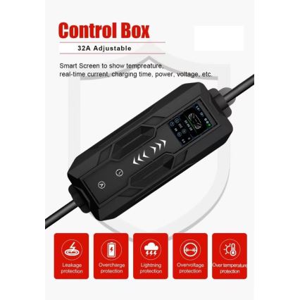 Immax - Tragbare Ladestation für Elektrofahrzeuge AC Typ 2 32A/380V 22kW + 230V-Steckdose 5m Wi-Fi Tuya