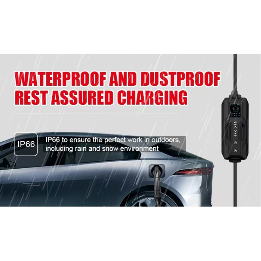Immax - Tragbare Ladestation für Elektrofahrzeuge AC Typ 2 32A/380V 22kW + 230V-Steckdose 5m Wi-Fi Tuya