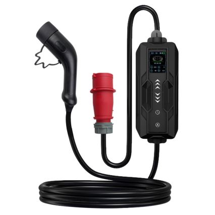 Immax - EV-Reiseladestation für Elektroautos AC Typ 2 16A/380V 11kW + Stecker 230V, 3,7kW 5m + Behälter