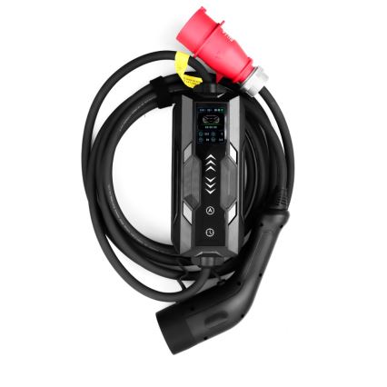 Immax - EV-Reiseladestation für Elektroautos AC Typ 2 16A/380V 11kW + Stecker 230V, 3,7kW 5m + Behälter