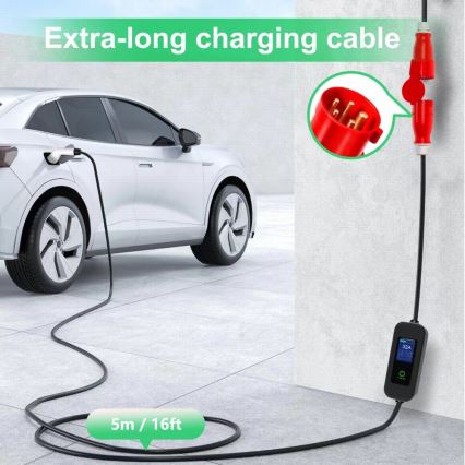 Immax - EV-Reiseladestation für Elektroautos AC Typ 2 32A/380V 22kW + Stecker 230V 5m Wi-Fi Tuya