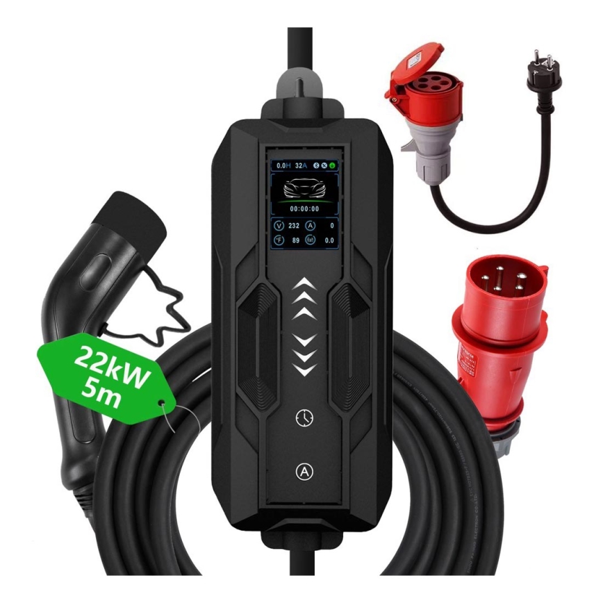 Immax - EV-Reiseladestation für Elektroautos AC Typ 2 32A/380V 22kW 5m + Behälter