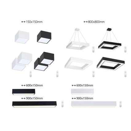 Immax NEO 07074-90 - Dimmbare LED-Deckenleuchte CANTO LED/50W/230V schwarz Tuya + Fernbedienung