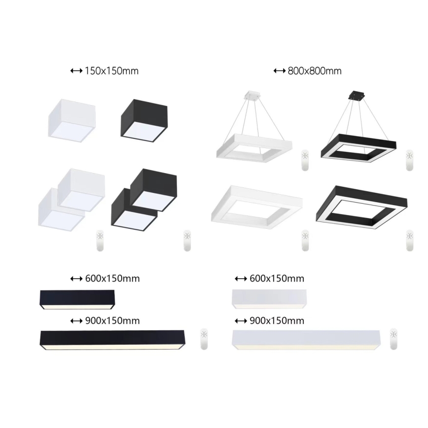 Immax NEO 07074-90 - Dimmbare LED-Deckenleuchte CANTO LED/50W/230V schwarz Tuya + Fernbedienung